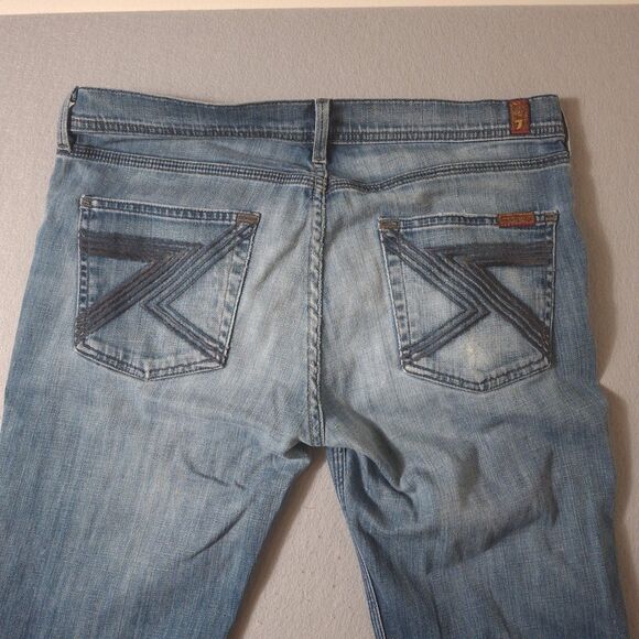 7 For All Mankind Jeans Women 34 Flynt Blue Y2k Streetwear Bootcut Stretch Denim - Picture 10 of 11